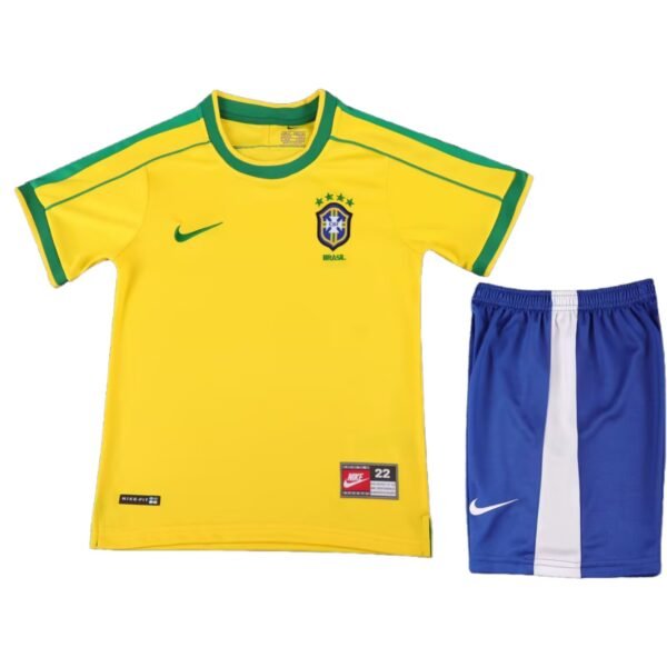 Retro Brazil  home Kid Set jersey-1998